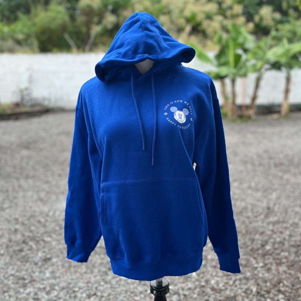 NWT Disney Mickey Mouse Blue Hanukkah Pullover Hoodie